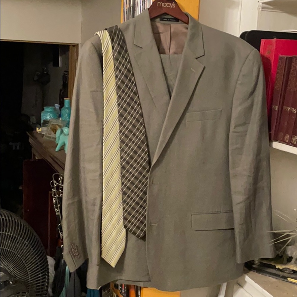 Michael Kors sage green suit & 2 matching ties